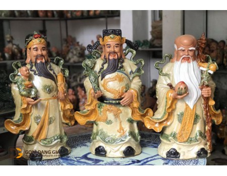 Tam đa phúc lộc thọ men rạn S3 Tam đa phúc lộc thọ men rạn S3